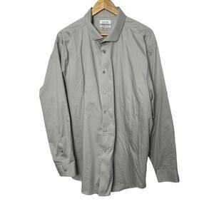 Calvin Klein Gray Infinite Wrinkle Free Slim Fit Stretch Flex Collar Men's 3XL